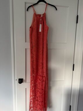 Trina Turk Coral Lace Maxi Dress